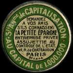 Timbre-monnaie La Petite Epargne - 15 centimes vert ligné sur fond rouge - avers