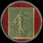 Timbre-monnaie La Petite Epargne - 15 centimes vert ligné sur fond rouge - revers