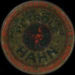Timbre-monnaie P�trole Hahn - 10 centimes rouge sur fond dor� - avers