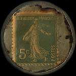 Timbre-monnaie Pétrole Hahn - 5 centimes vert sur fond doré - revers