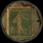 Timbre-monnaie P�trole Hahn - 5 centimes vert sur fond dor� - revers