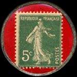 Timbre-monnaie Pharmacie Centrale - 5 centimes vert sur fond rouge - revers