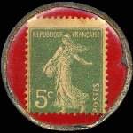 Timbre-monnaie Grande Pharmacie Commerciale - 5 centimes vert sur fond rouge - revers