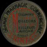 Timbre-monnaie Grande Pharmacie Commerciale - 10 centimes rouge sur fond bleu-turquoise - avers