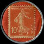 Timbre-monnaie Pharmacie Mougne - 10 centimes rouge sur fond rouge - revers