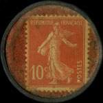 Timbre-monnaie Pharmacie du Progr�s - 10 centimes rouge sur fond rouge - revers