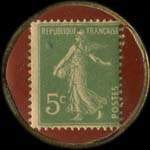 Timbre-monnaie Pharmacie du Progr�s - 5 centimes vert sur fond rouge - revers