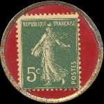 Timbre-monnaie Photos Lydia - 5 centimes vert sur fond rouge - revers