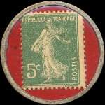 Timbre-monnaie Pilules Pink ( type 2 avec S.G.D.G.) - 5 centimes vert sur fond rouge - revers