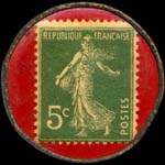 Timbre-monnaie Pilules Pink ( type 3 sans S.G.D.G.) - 5 centimes vert sur fond rouge - revers