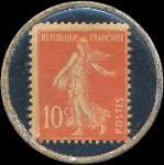 Timbre-monnaie Pilules Pink ( type 2 avec S.G.D.G.) - 10 centimes rouge sur fond bleu - revers
