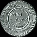 Timbre-monnaie Pneu Ajax - 10 centimes rouge sur fond bleu - avers