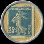 Timbre-monnaie Pneu Ajax - 25 centimes bleu sur fond blanc - revers