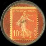 Timbre-monnaie Produits Chimiques d'Auby - 10 centimes rouge sur fond rouge - revers