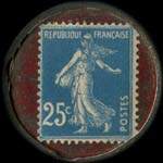 Timbre-monnaie Au Progr�s Nanc�ien - 25 centimes bleu sur fond rouge - revers