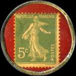 Timbre-monnaie Aux Quatre Prix Fixes - 5 centimes vert sur fond rouge - revers