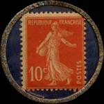 Timbre-monnaie Quincaillerie Garnier - 10 centimes rouge sur fond bleu - revers