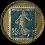Timbre-monnaie Quincaillerie Garnier - 25 centimes bleu sur fond doré - revers