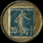 Timbre-monnaie Quincaillerie Garnier - 25 centimes bleu sur fond dor� - revers
