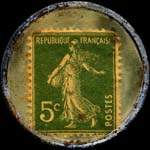 Timbre-monnaie Quincaillerie Garnier - 5 centimes vert sur fond dor� - revers