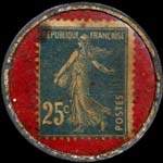 Timbre-monnaie Rainbow - Tailor - Bordeaux - 25 centimes bleu sur fond rouge - revers