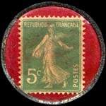 Timbre-monnaie Réchaud à gaz Chalot - 5 centimes vert sur fond rouge - revers