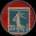 Timbre-monnaie Réchaud à gaz Chalot - 25 centimes bleu sur fond rouge - revers