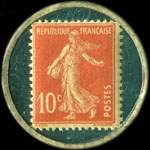 Timbre-monnaie Rhum Charleston - 10 centimes rouge sur fond vert-turquoise - revers