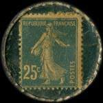 Timbre-monnaie Rhum Charleston - 25 centimes bleu sur fond bleu-turquoise - revers