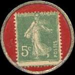 Timbre-monnaie Rhum Charleston - 5 centimes vert sur fond rouge - revers