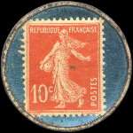 Timbre-monnaie Rhum Charleston - 10 centimes rouge sur fond vert-turquoise - revers