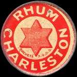 Timbre-monnaie Rhum Charleston - 15 centimes vert ligné sur fond bleu-turquoise - avers