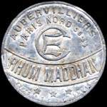 Timbre-monnaie Rhum Maddhan Aubervilliers - 10 centimes rouge sur fond bleu - avers