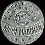 Timbre-monnaie Rhum Maddhan Aubervilliers - 25 centimes bleu sur fond orange - avers