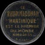 Timbre-monnaie Rhum Maddhan Martinique - 5 centimes vert sur fond rouge - avers