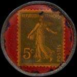 Timbre-monnaie Rhum Maddhan Martinique - 5 centimes vert sur fond rouge - revers