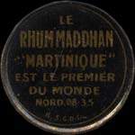 Timbre-monnaie Rhum Maddhan Martinique - 10 centimes rouge sur fond bleu vergé - avers