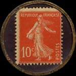 Timbre-monnaie Rhum Maddhan Martinique - 10 centimes rouge sur fond bleu vergé - revers