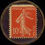 Timbre-monnaie Rhum Maddhan Martinique - 10 centimes rouge sur fond bleu verg� - revers