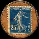 Timbre-monnaie Rhum Maddhan Martinique - 25 centimes bleu sur fond brun-clair verg� - revers