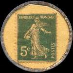 Timbre-monnaie A la Riviera - Nouveaut�s - Nice - 5 centimes vert sur fond jaune - revers