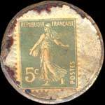 Timbre-monnaie A la Riviera - Nouveaut�s - Nice - 5 centimes vert sur fond dor� - revers