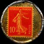 Timbre-monnaie A la Riviera - Nouveaut�s - Nice - 10 centimes rouge sur fond dor� - revers