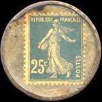 Timbre-monnaie A la Riviera - Nouveaut�s - Nice - 25 centimes bleu sur fond dor� - revers