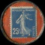 Timbre-monnaie A la Riviera - Nouveaut�s - Nice - 25 centimes bleu sur fond rouge - revers