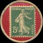 Timbre-monnaie Tout Paris à Saint Cloud - Fête de Mai 1921 - 5 centimes vert sur fond rouge - revers