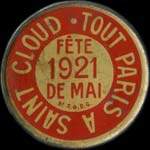 Timbre-monnaie Tout Paris à Saint Cloud - Fête de Mai 1921 - 25 centimes bleu sur fond vert - avers