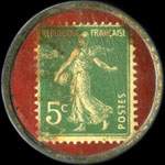 Timbre-monnaie Schiedam de Loos - 5 centimes vert sur fond rouge - revers