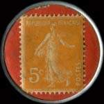 Timbre-monnaie Jacques Schuhl - 5 centimes orange sur fond rouge - revers