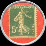Timbre-monnaie Jacques Schuhl - 5 centimes vert sur fond rouge - revers